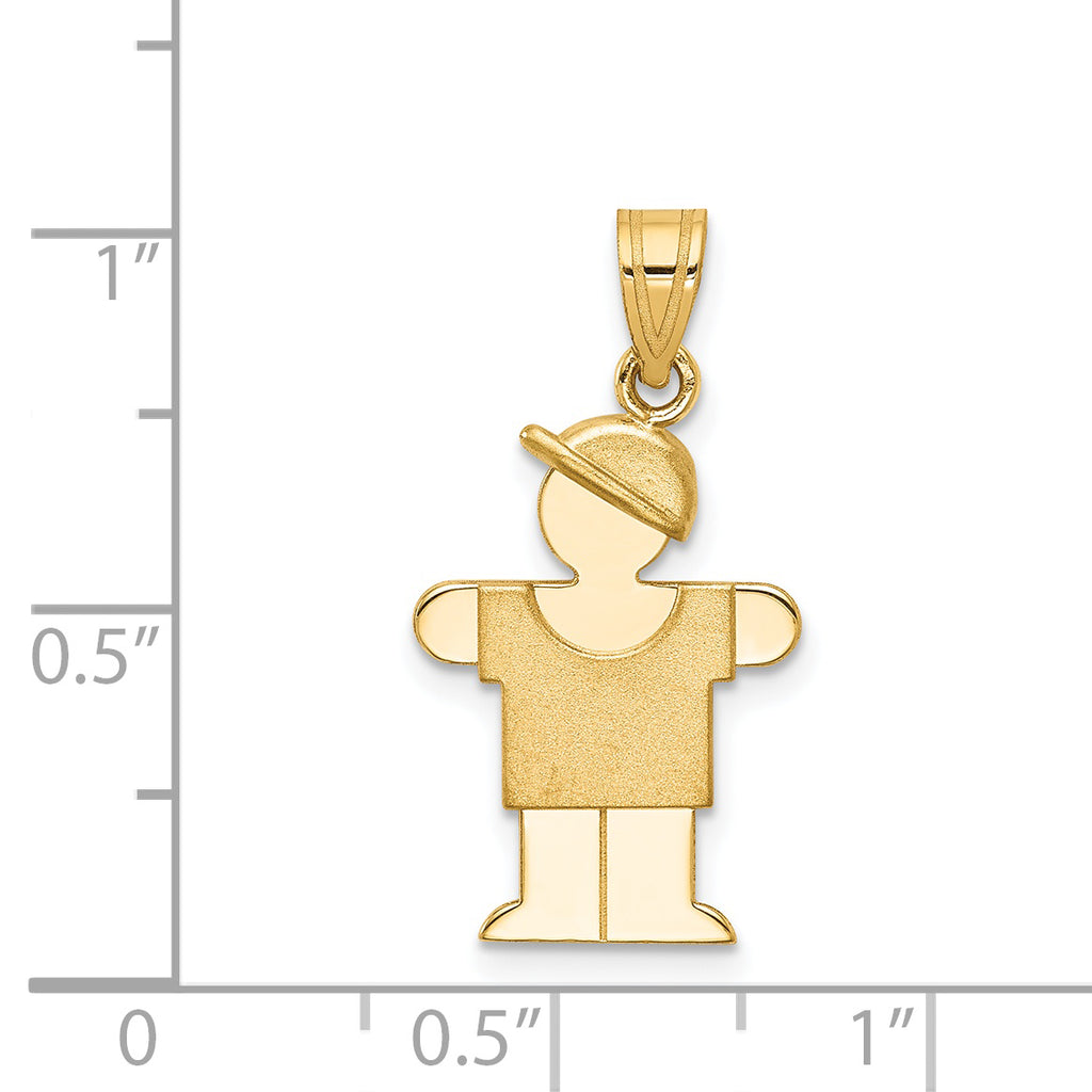 14K Solid Engravable Boy with Hat on Right Charm
