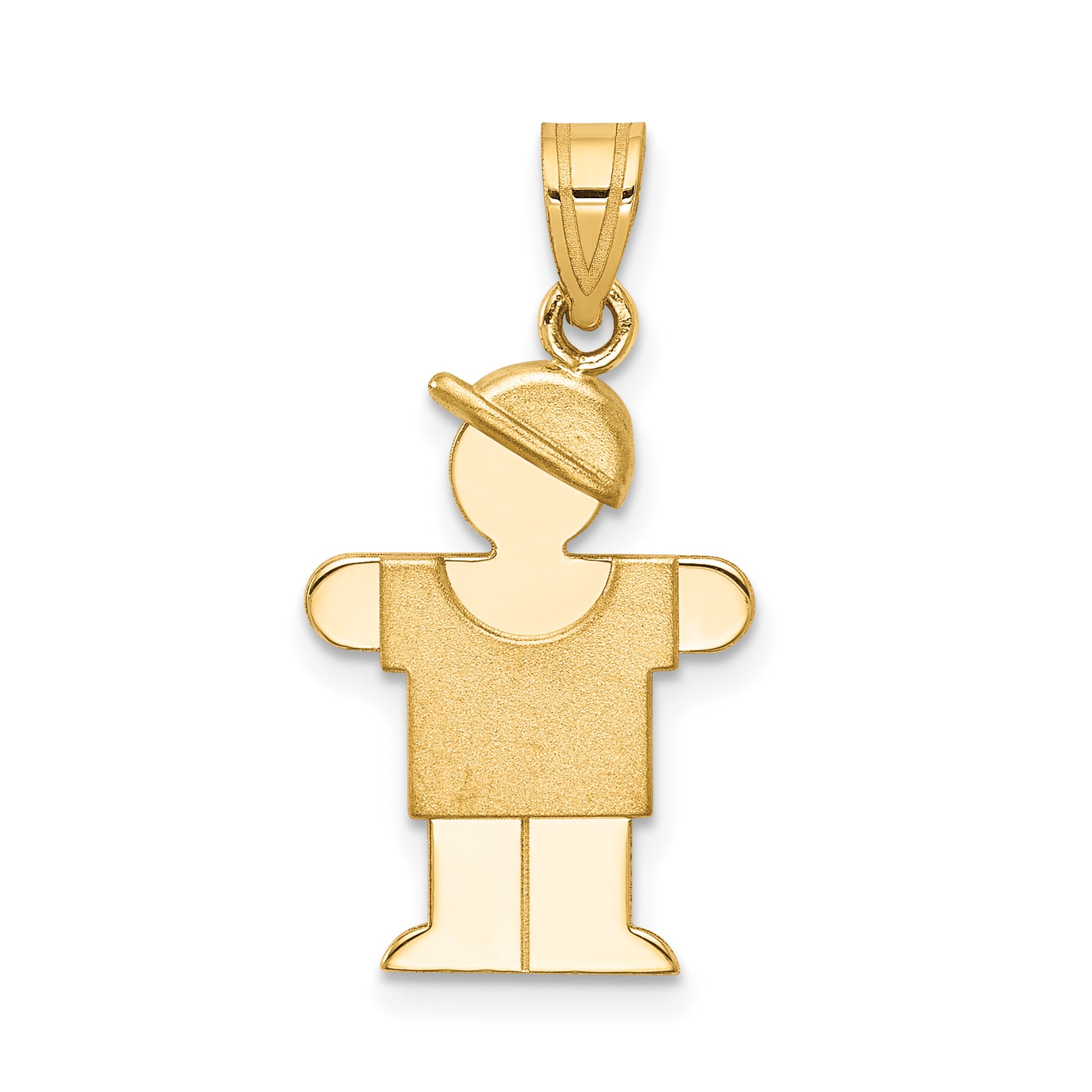 14k Solid Engravable Boy with Hat on Right Charm Main image