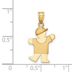 14K Solid Engravable Boy with Hat on Left Charm