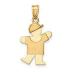 14k Solid Engravable Boy with Hat on Left Charm