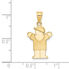 14K Solid Engravable Boy with Hat on Right Charm