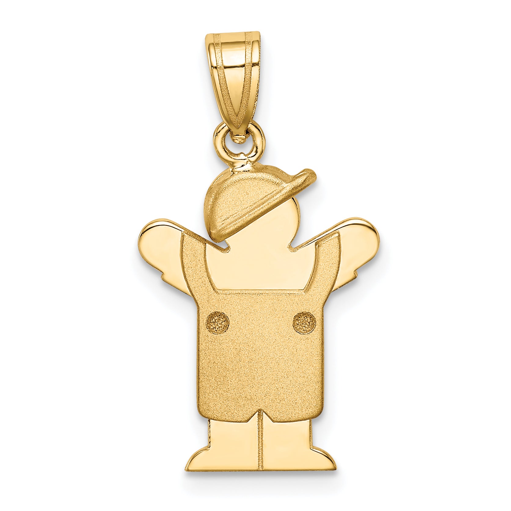 14k Solid Engravable Boy in Overalls with Hat on Left Charm Main image