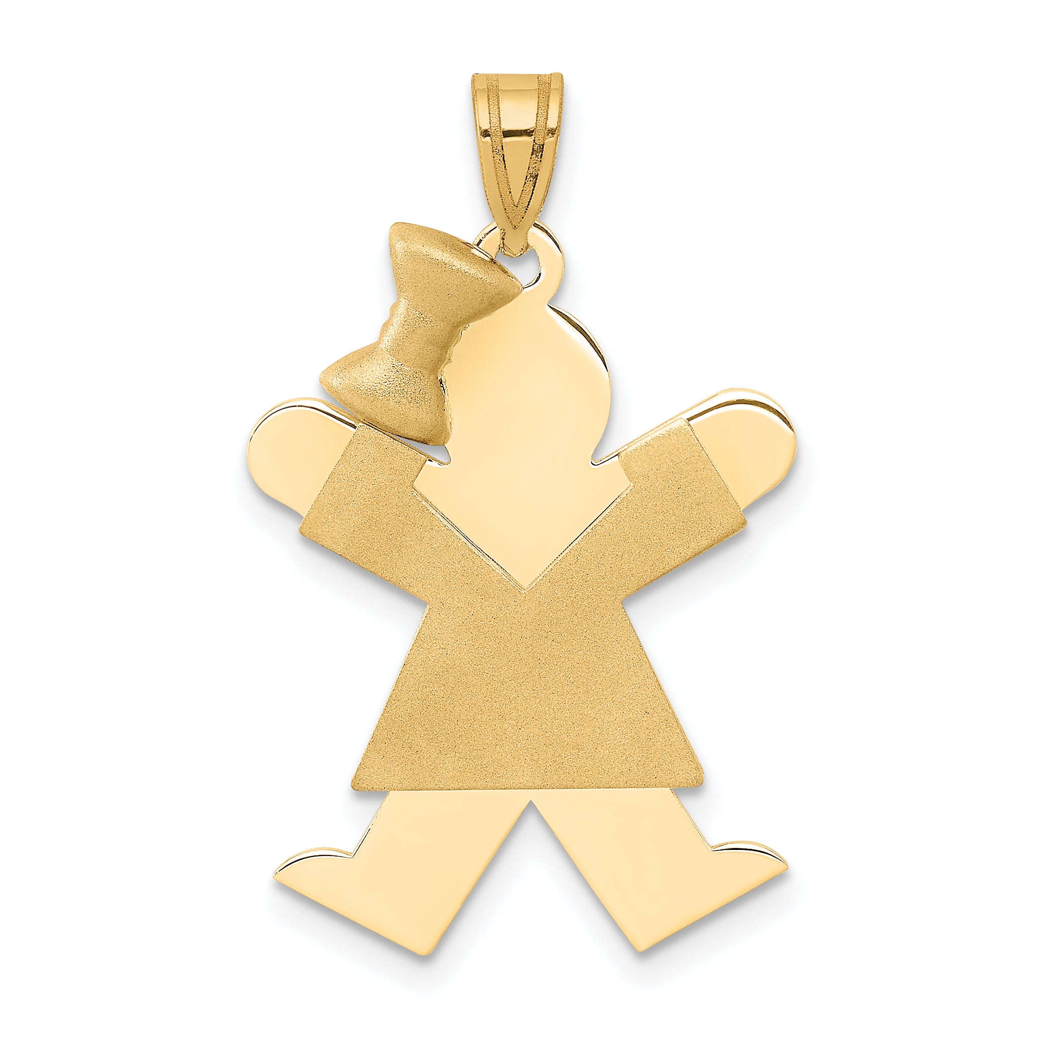 14k Solid Engravable Girl with Bow on Left Charm Main image