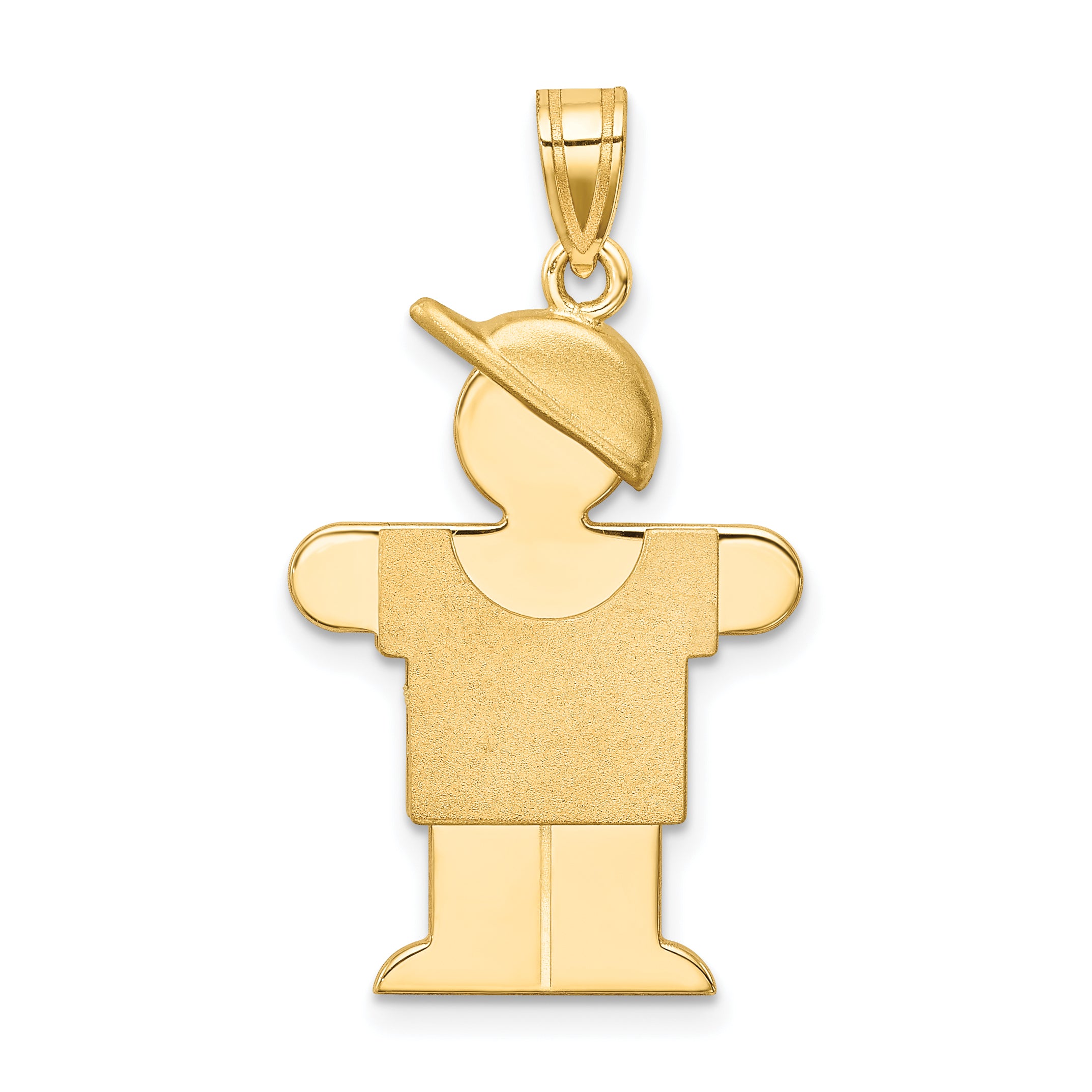 14k Solid Engravable Boy with Hat on Right Charm Main image