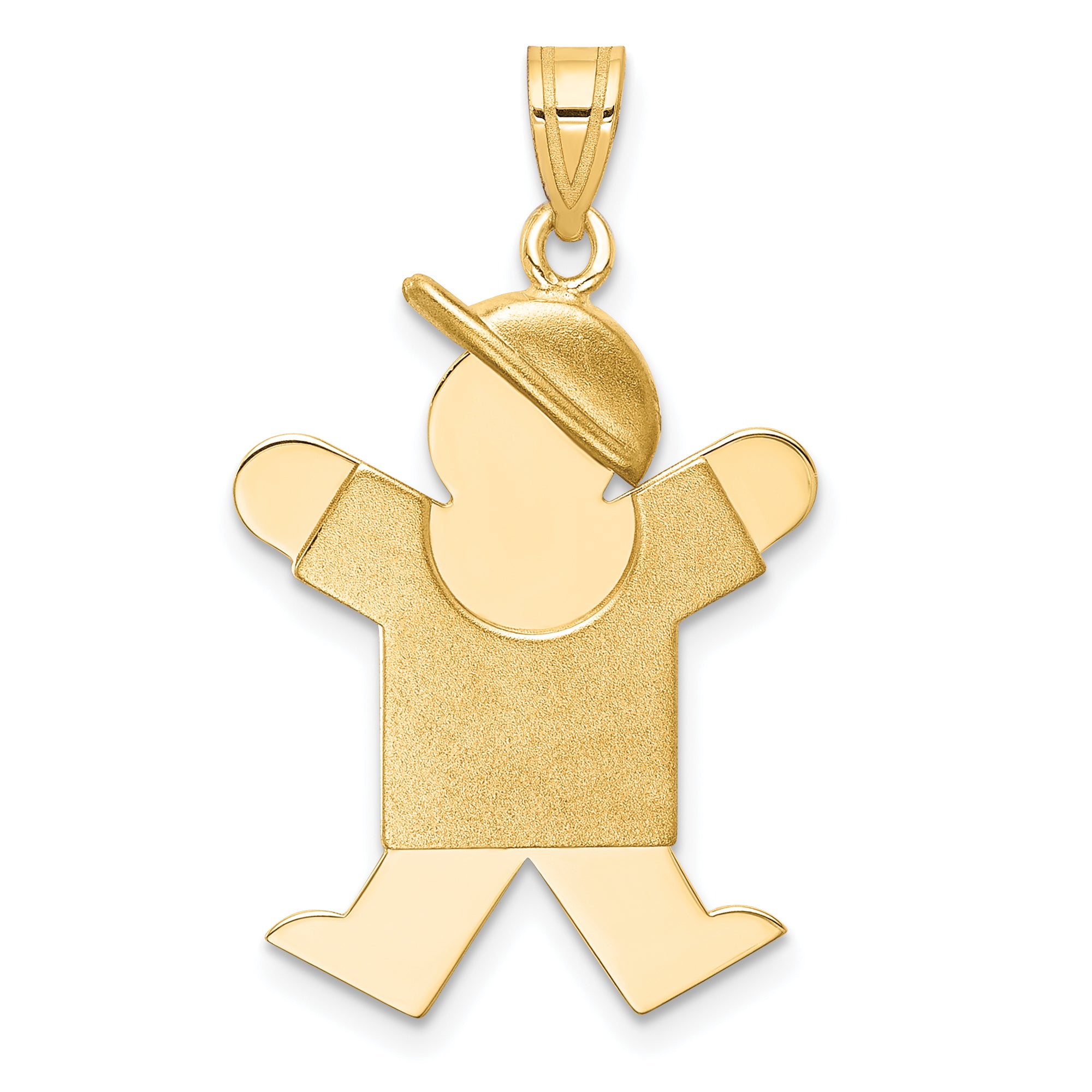 14k Solid Engravable Boy with Hat on Right Charm Main image