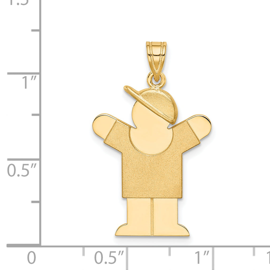 14K Solid Engravable Boy with Hat on Right Charm