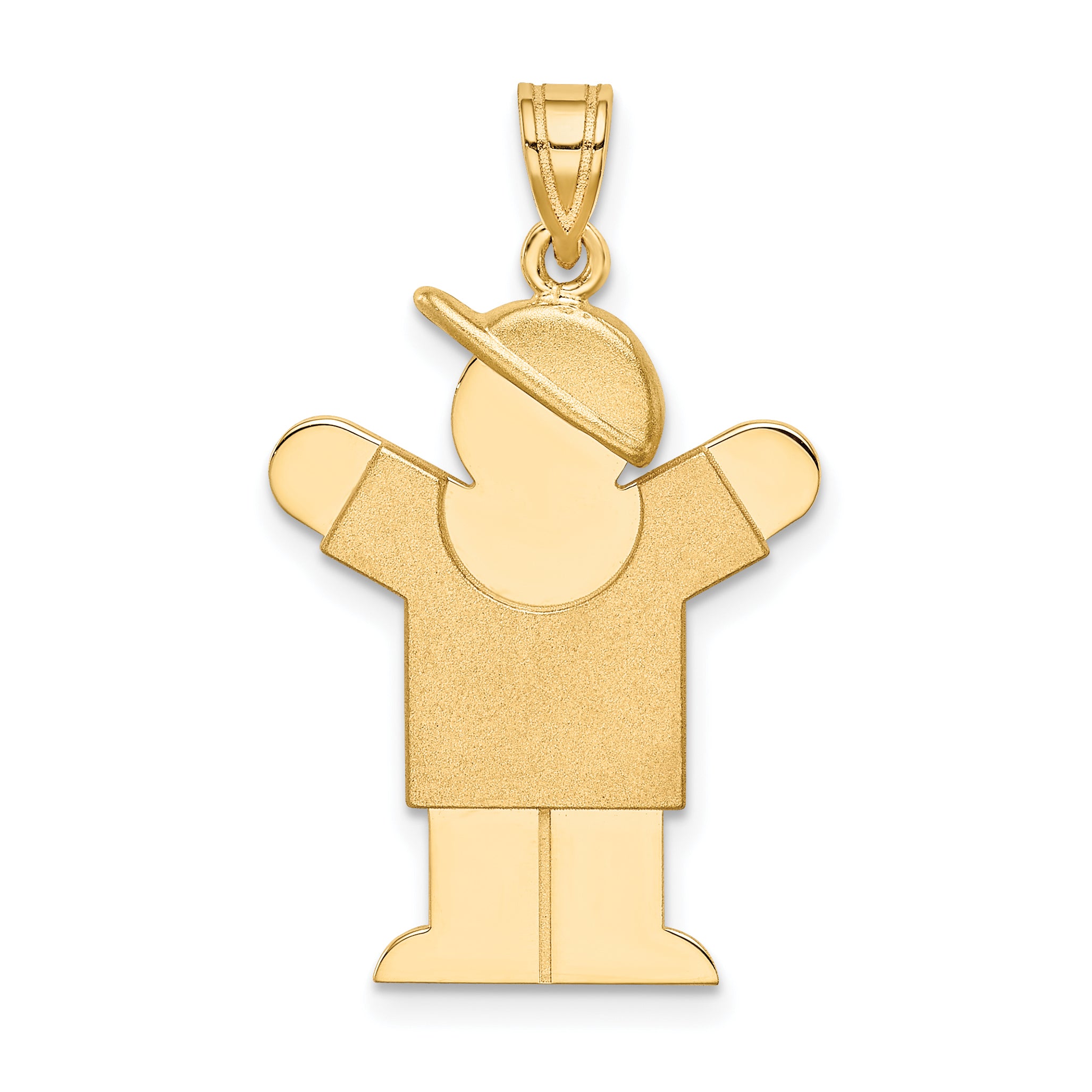 14k Solid Engravable Boy with Hat on Right Charm Main image