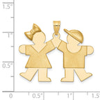 14K Solid Engravable Girl on Left and Boy on Right Charm