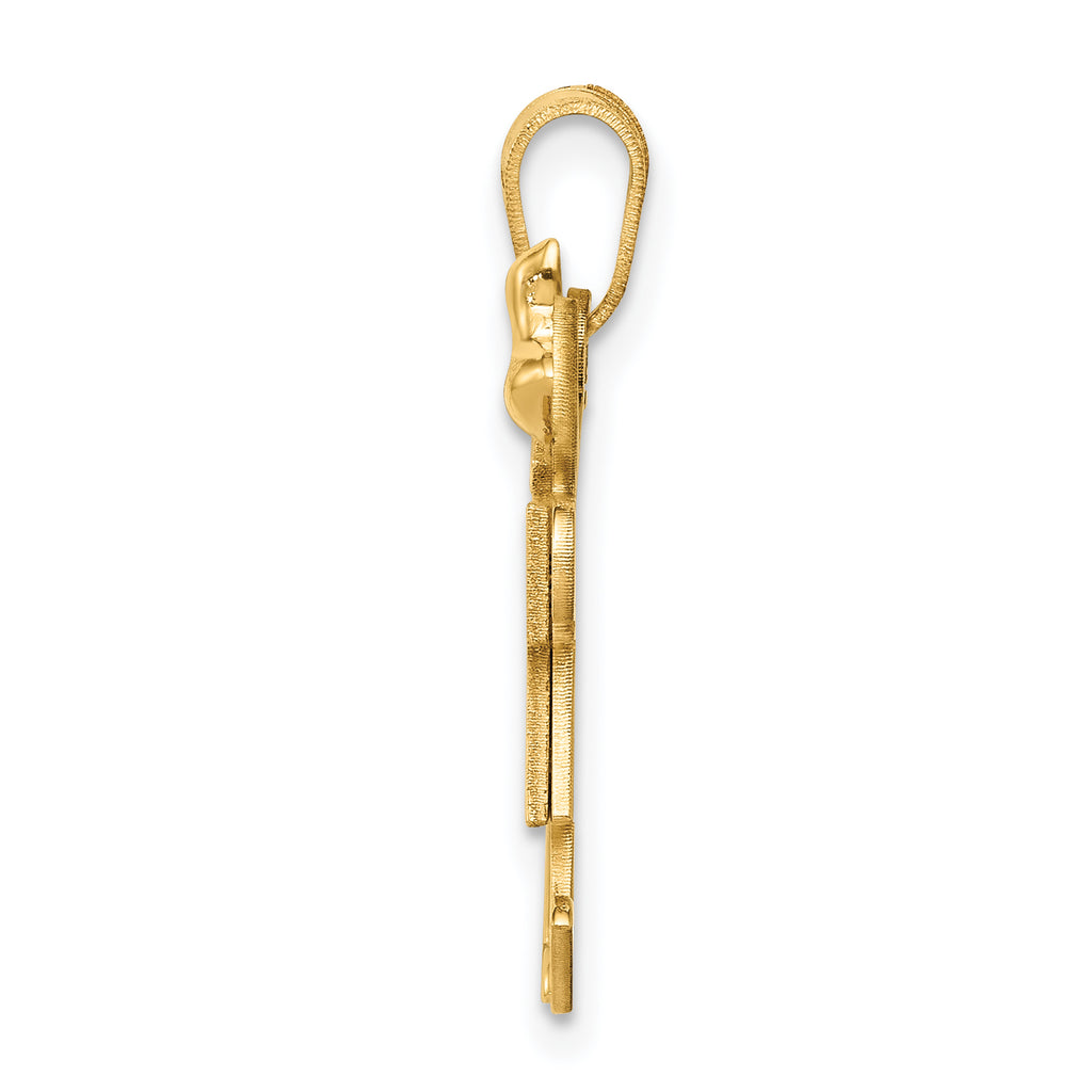 14K Solid Engravable Small Double Girls Charm
