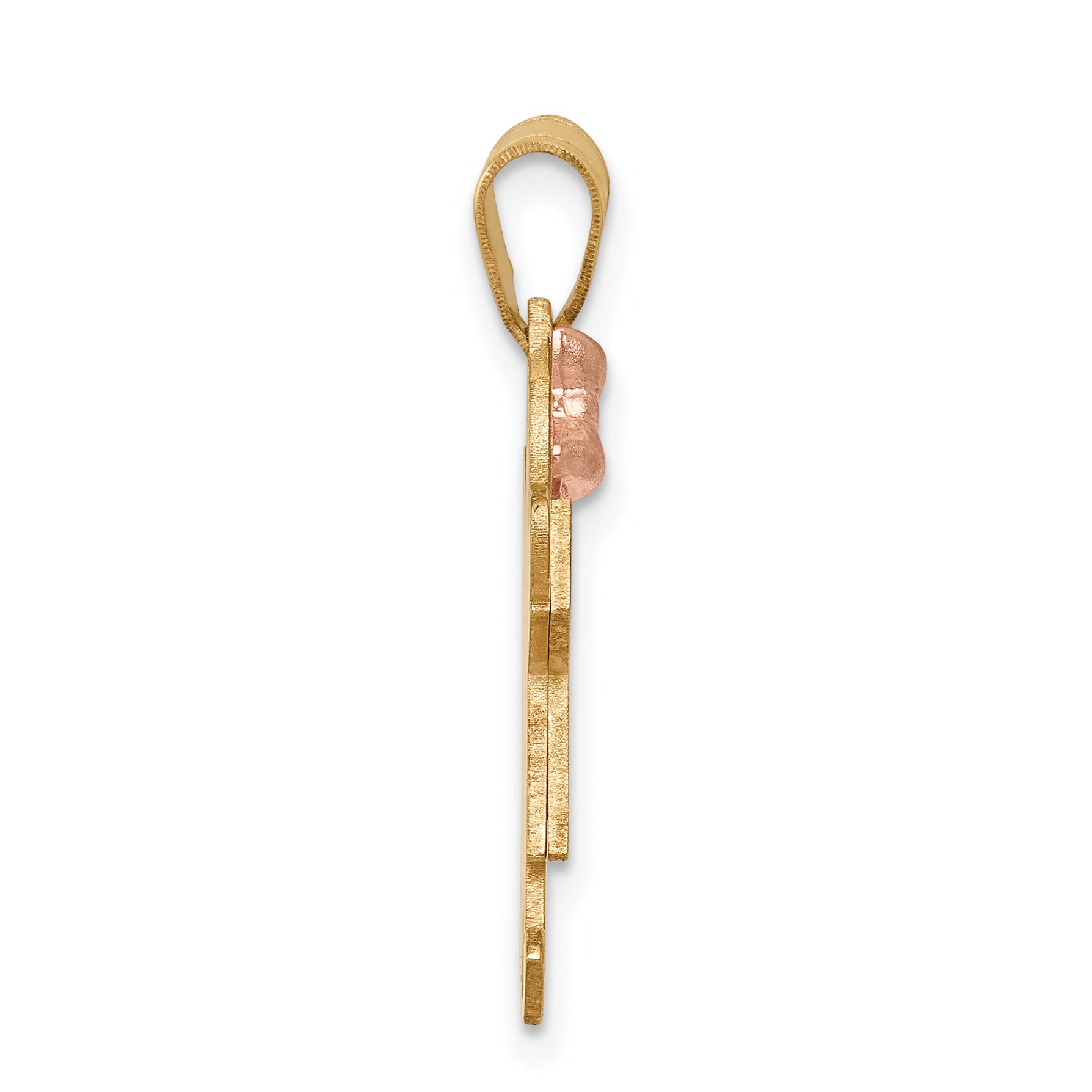 14K Two-Tone Small Girl with Bow on Left Engravable Charm Secondary image