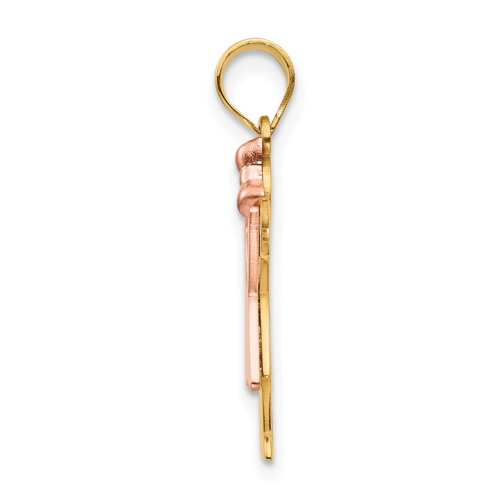 14K Two-Tone Small Girl with Bow on Right Engravable Charm Secondary image