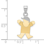 14K Two-Tone Small Boy with Hat on Right Engravable Charm