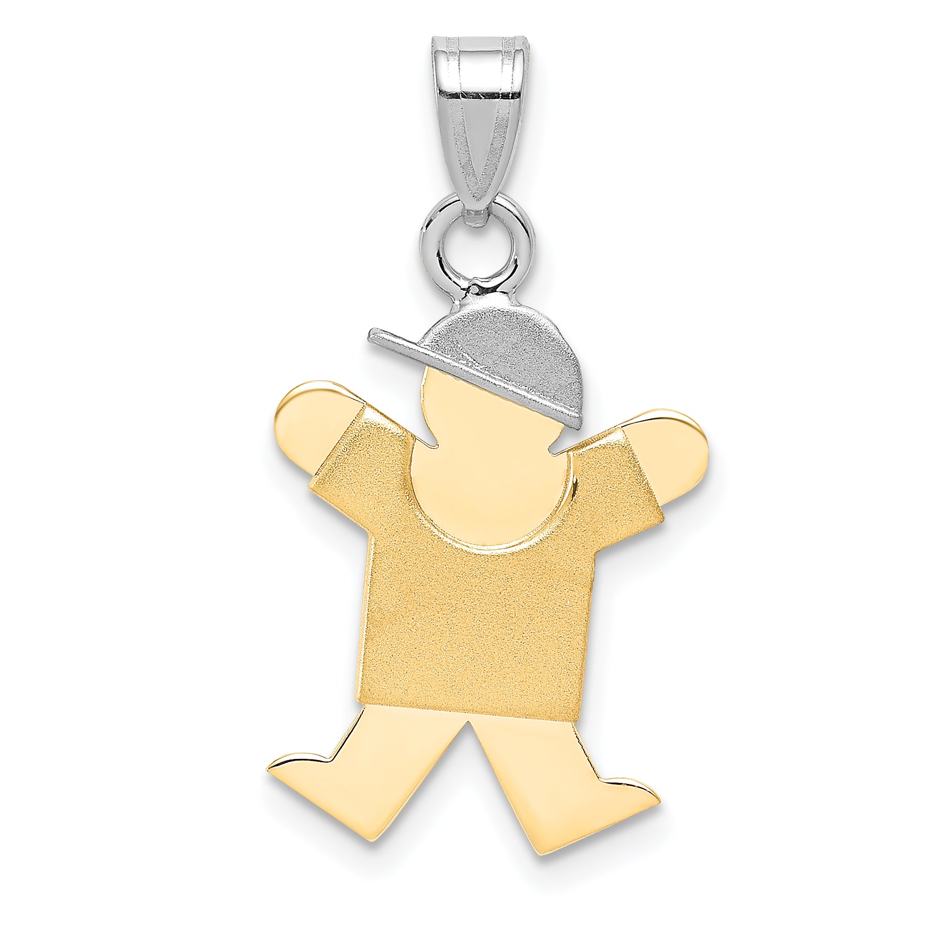 14k Two-Tone Small Boy with Hat on Right Engravable Charm Main image