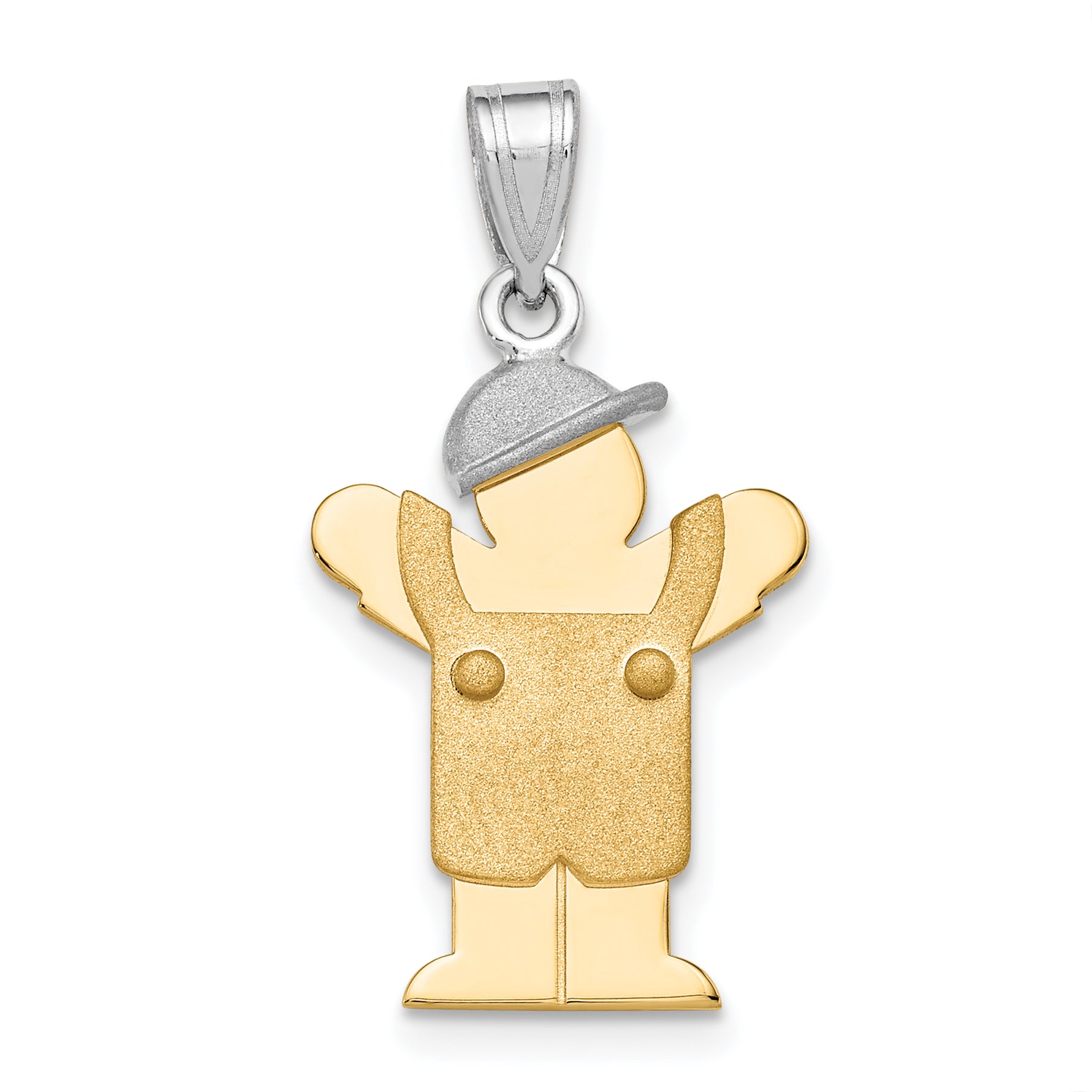 14k Two-Tone Small Boy with Hat on Left Engravable Charm Main image