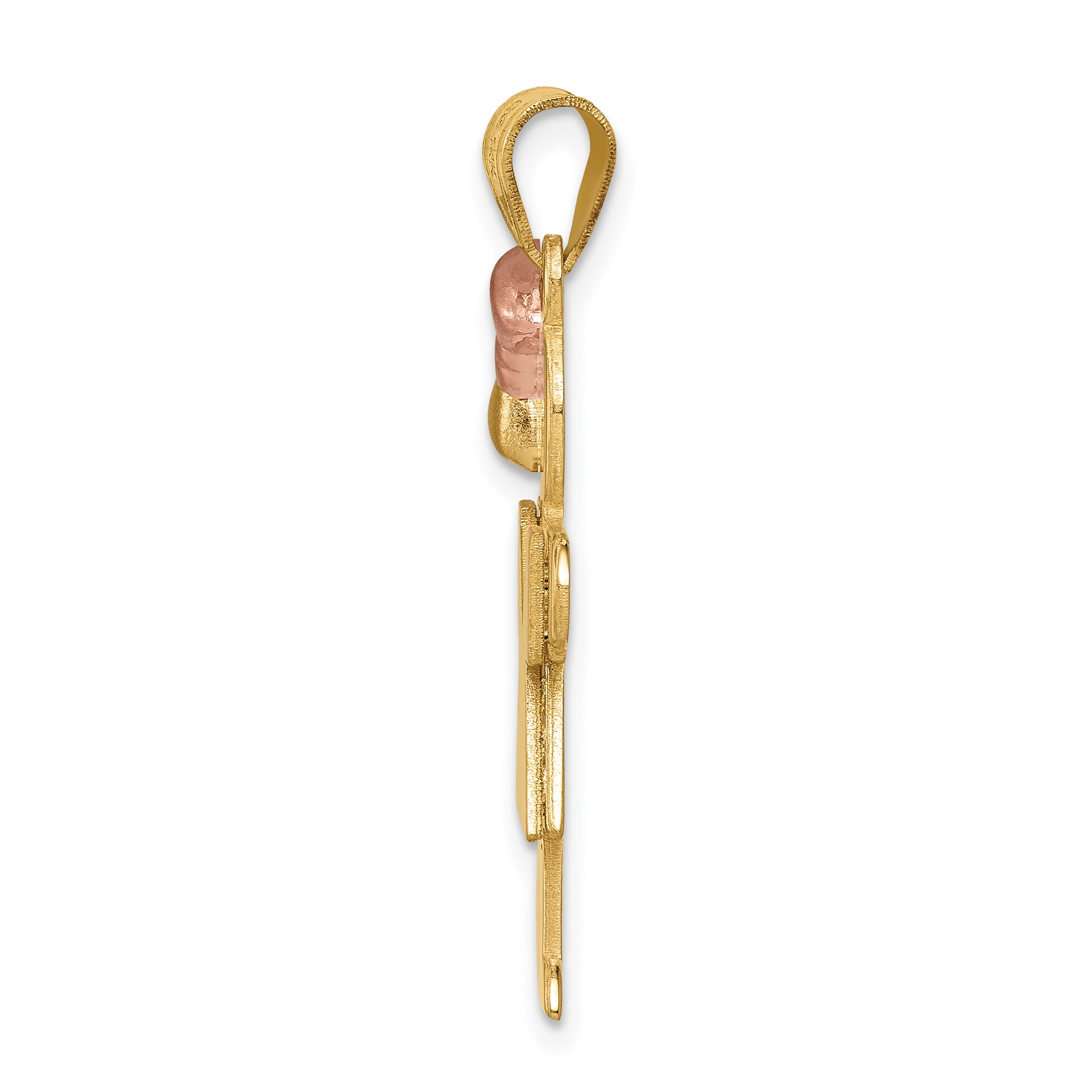 14K Two-Tone Large Girl with Bow on Left Engravable Charm Secondary image