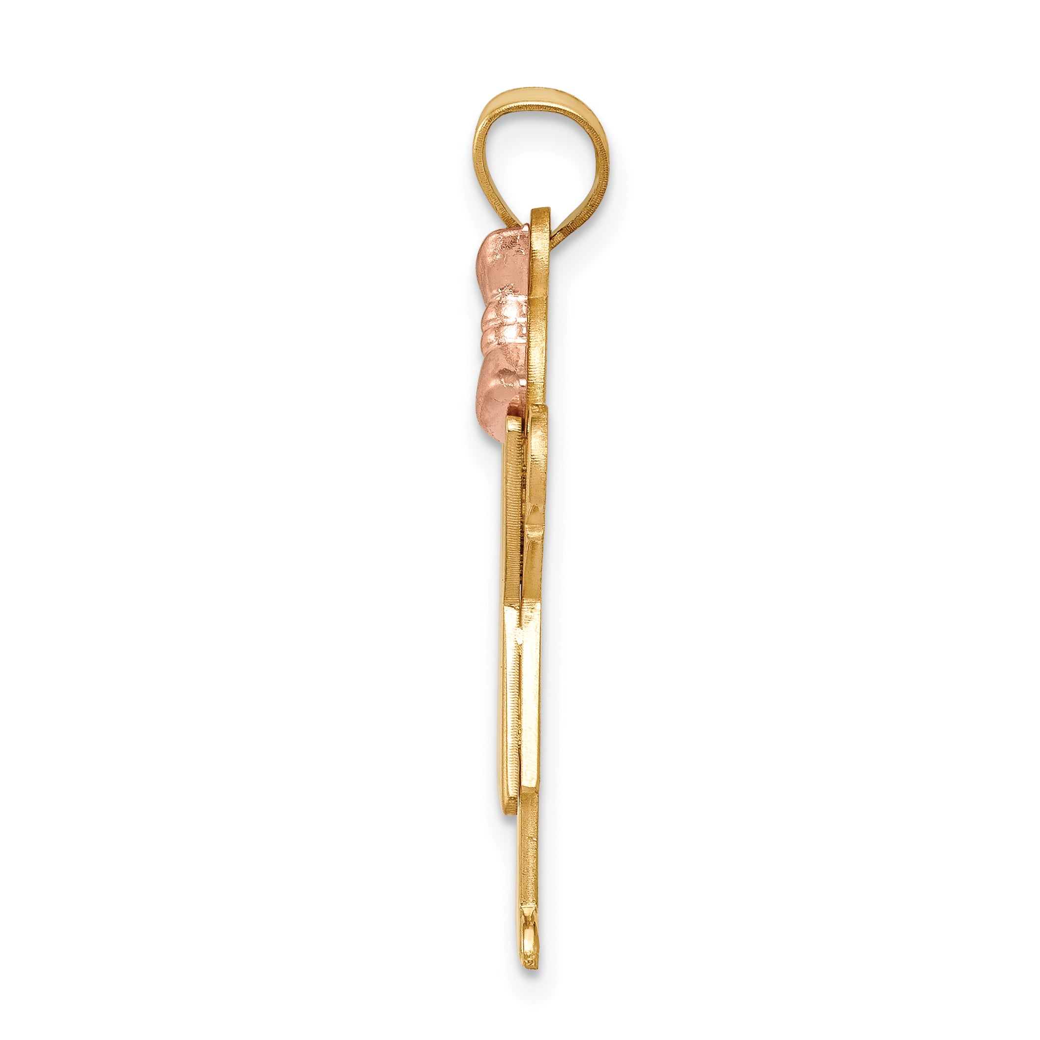14K Two-Tone Large Girl with Bow on Right Engravable Charm Secondary image