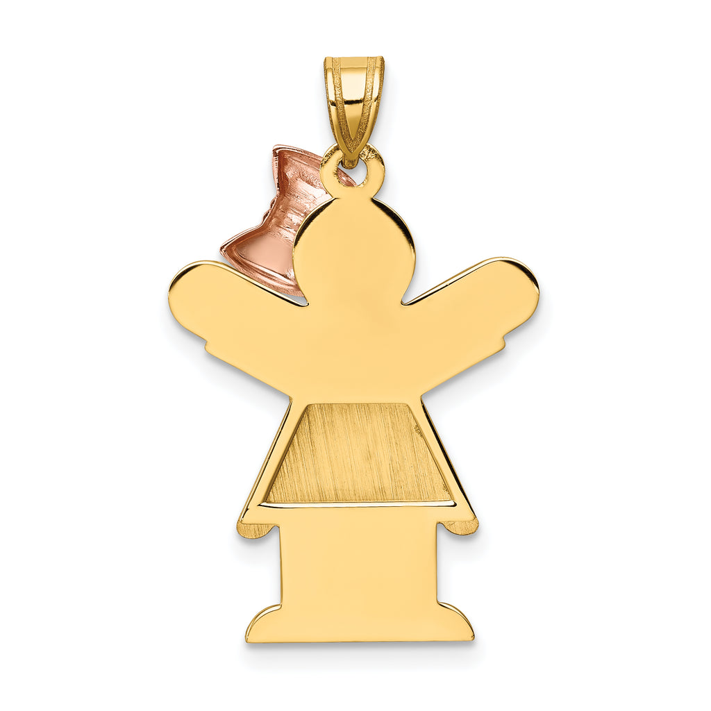 14K Two-Tone Large Girl with Bow on Right Engravable Charm