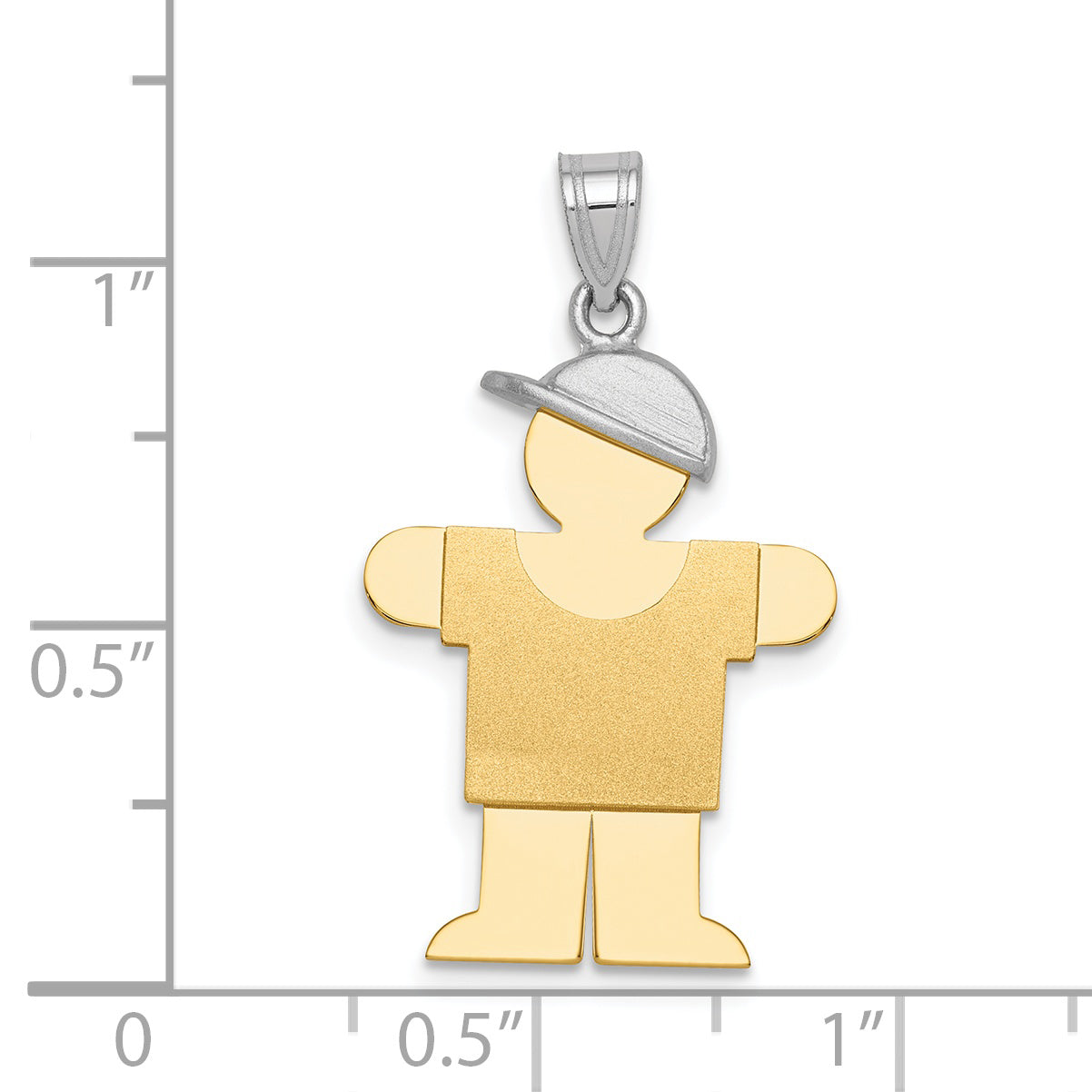 14K Two-Tone Large Boy with Hat on Right Engravable Charm Secondary image
