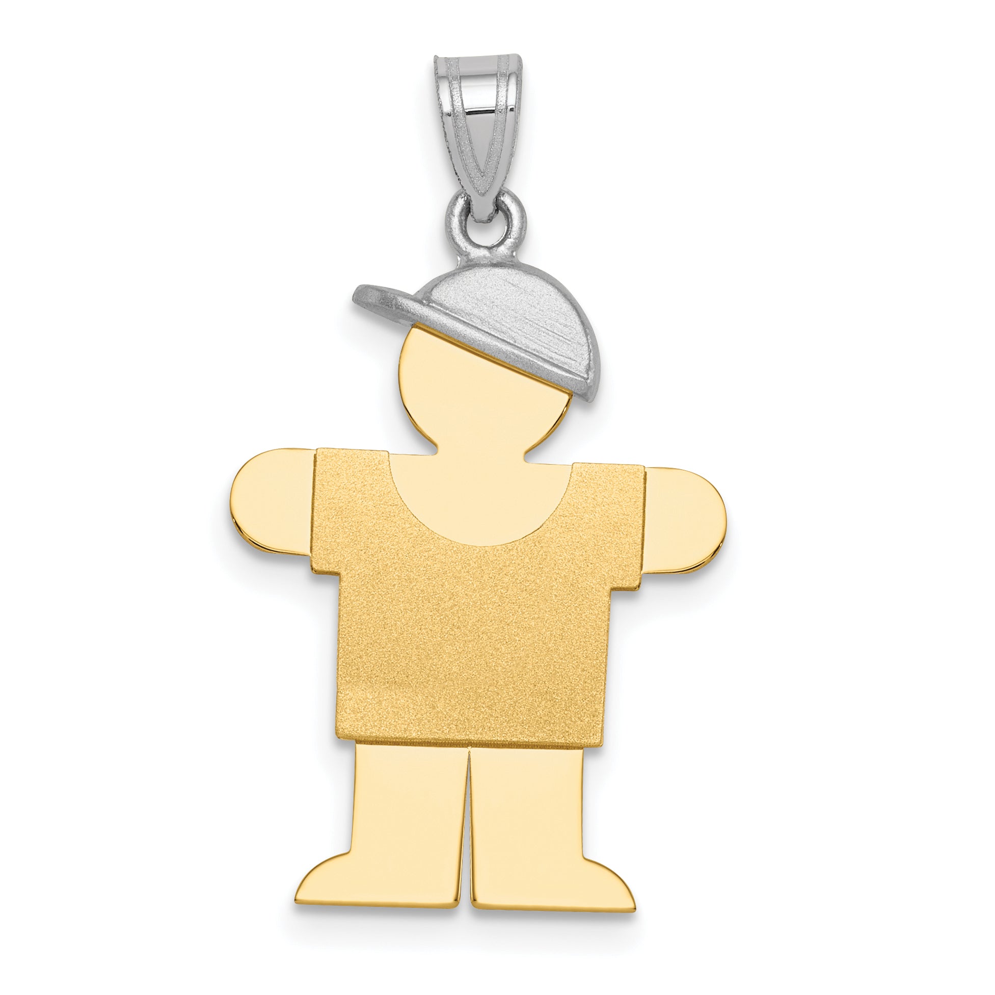 14k Two-Tone Large Boy with Hat on Right Engravable Charm Main image