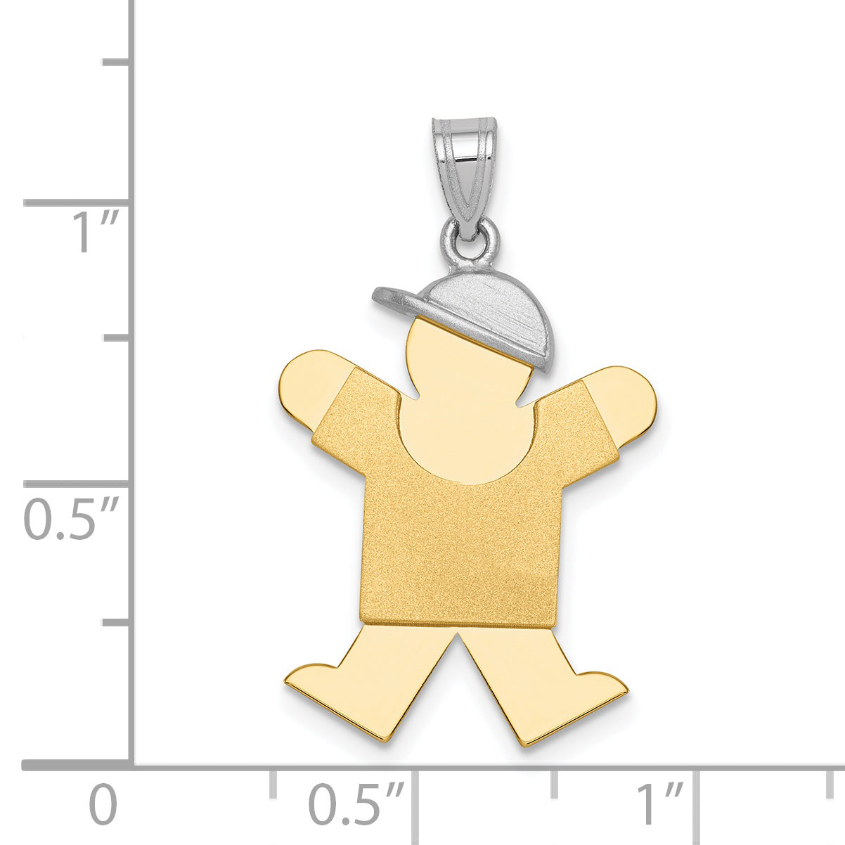 14K Two-Tone Large Boy with Hat on Right Engravable Charm Secondary image