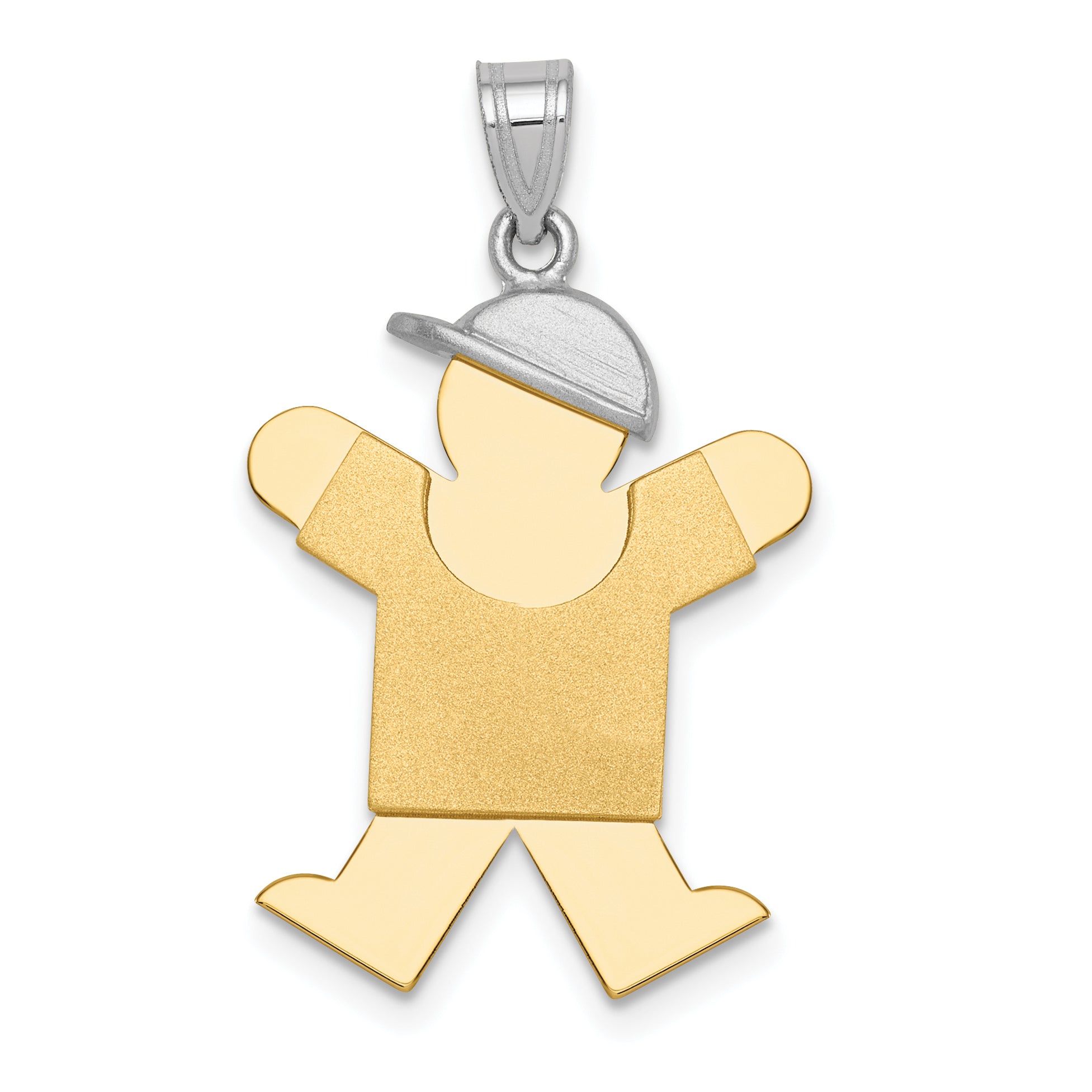 14k Two-Tone Large Boy with Hat on Right Engravable Charm Main image