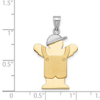 14K Two-Tone Large Boy with Hat on Left Engravable Charm