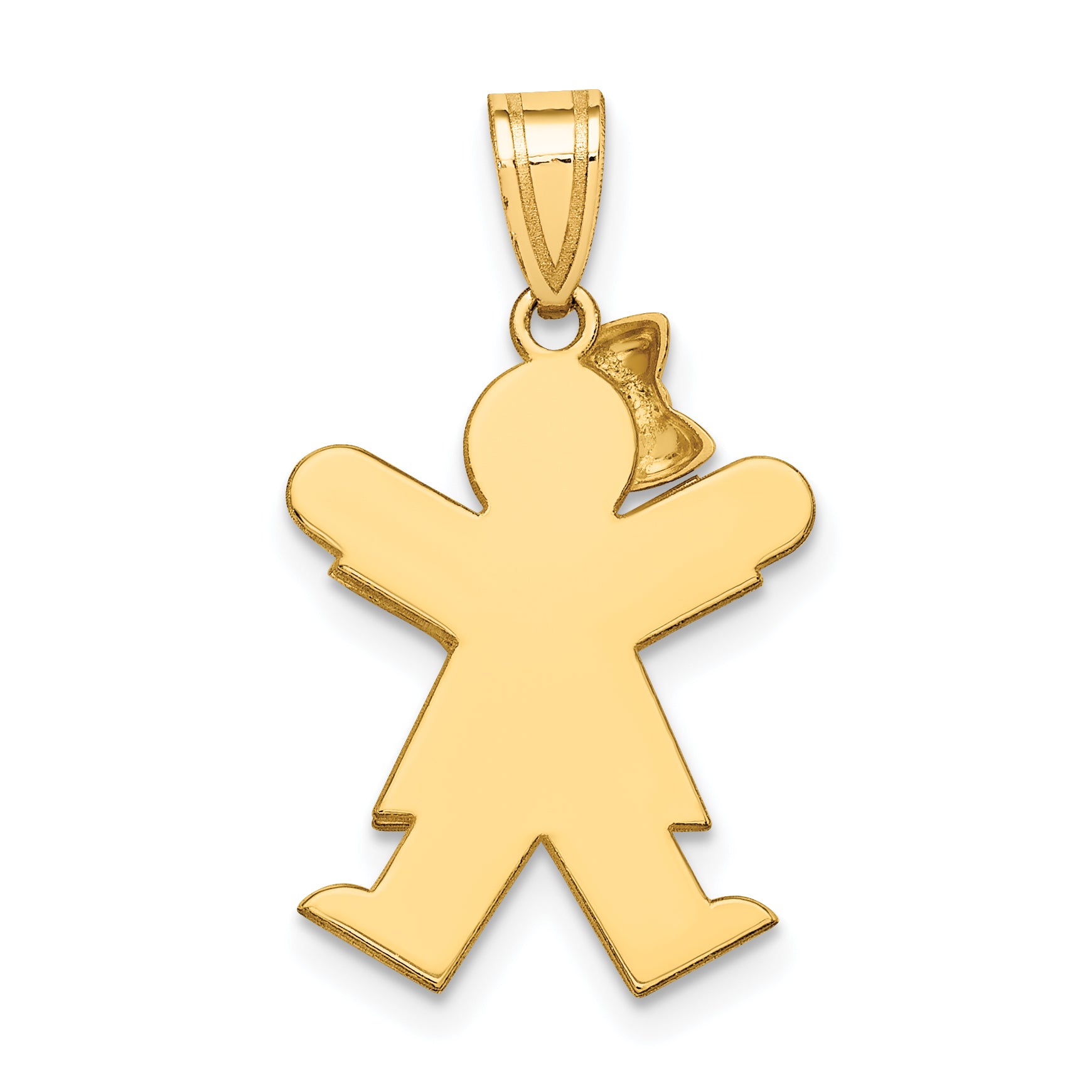 14K Two-Tone Small Girl with Bow on Left Engravable Charm