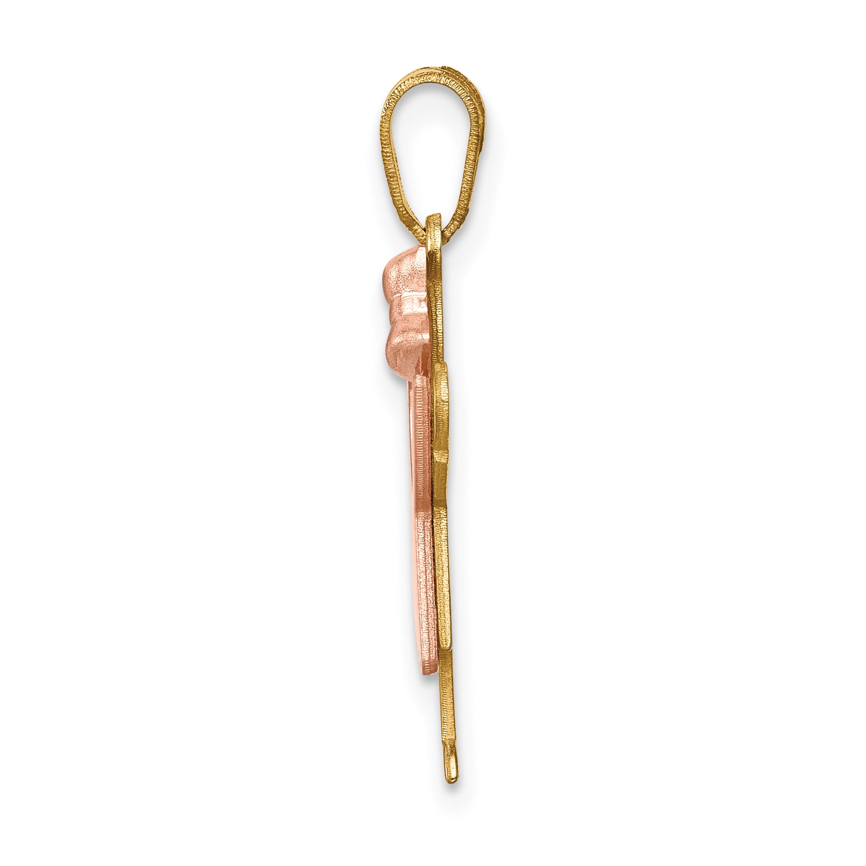 14K Two-Tone Small Girl with Bow on Right Engravable Charm Secondary image