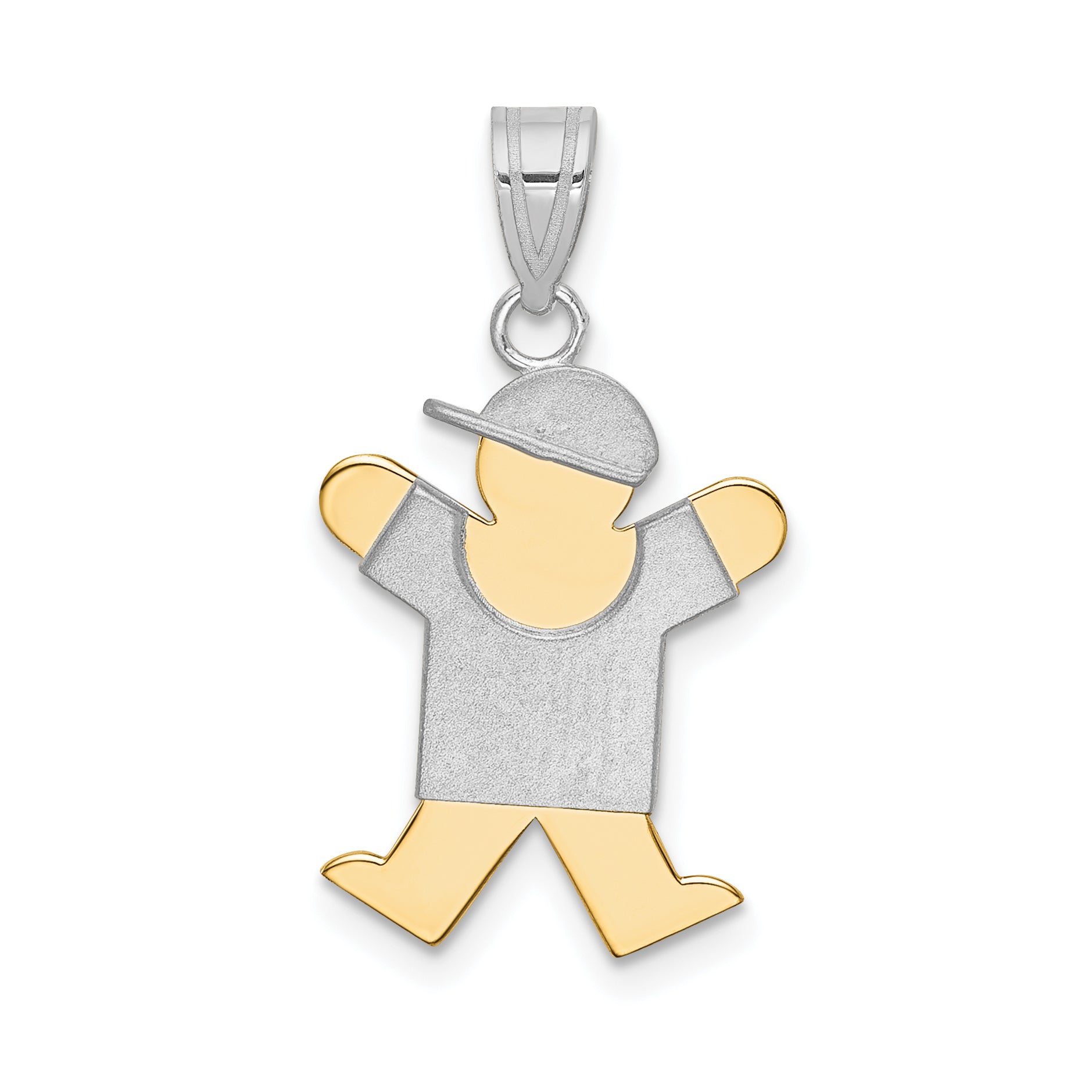 14k Two-Tone Small Boy with Hat on Right Engravable Charm Main image
