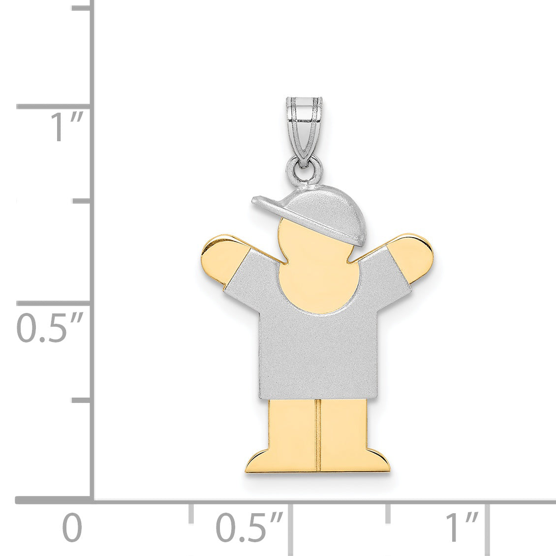 14K Two-Tone Small Boy with Hat on Right Engravable Charm Secondary image