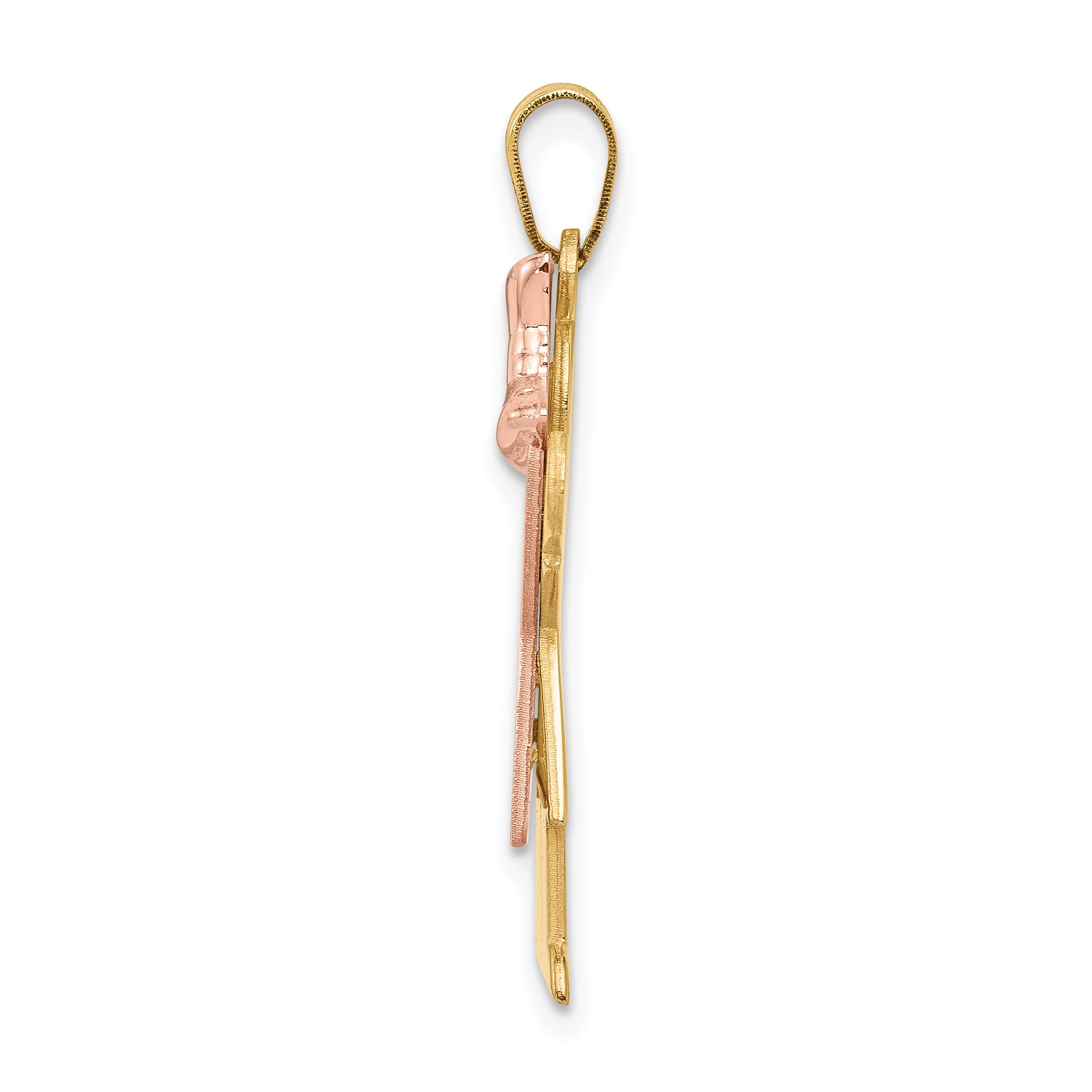 14K Two-Tone Large Girl with Bow on Right Engravable Charm Secondary image
