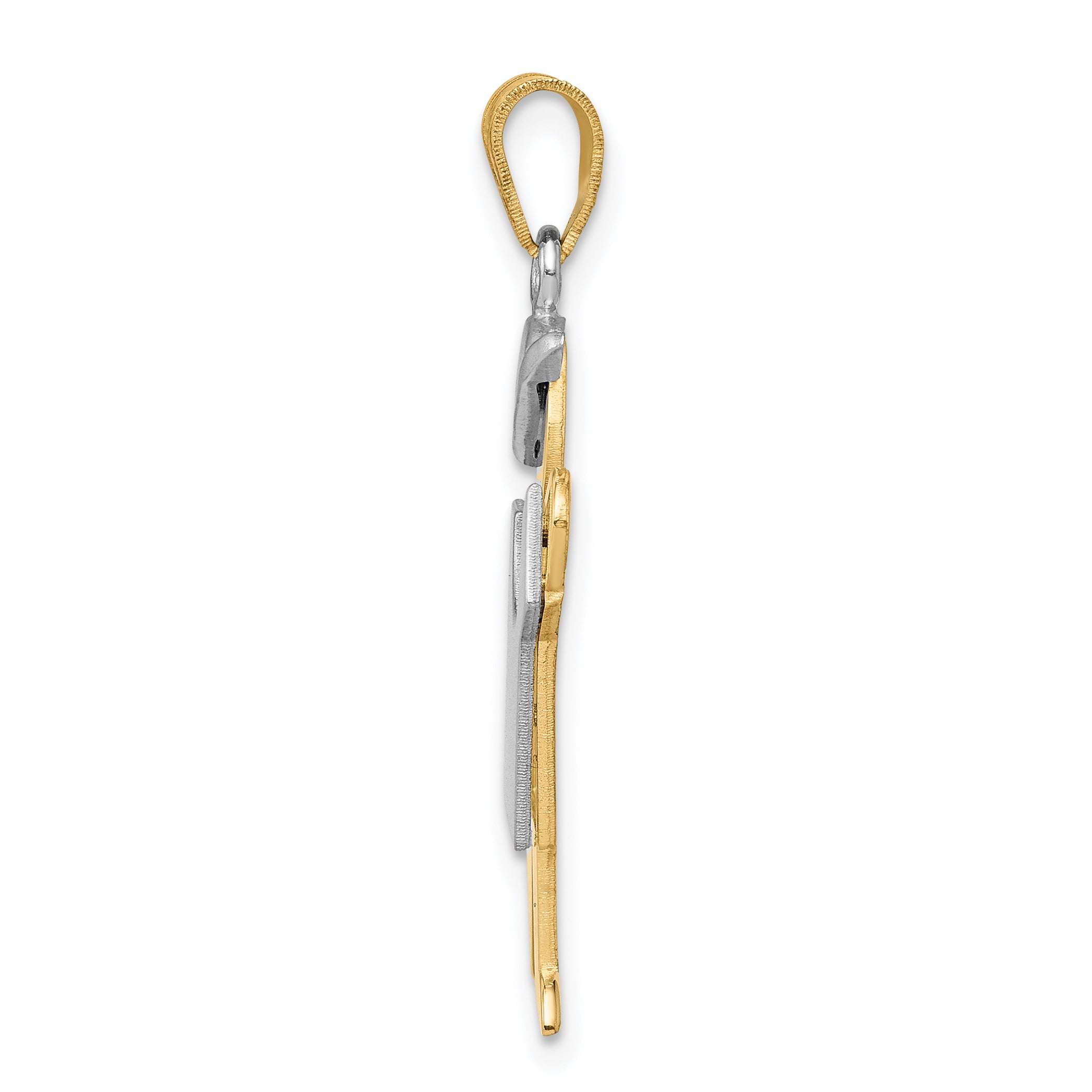 14K Two-Tone Large Boy with Hat on Left Engravable Charm Secondary image