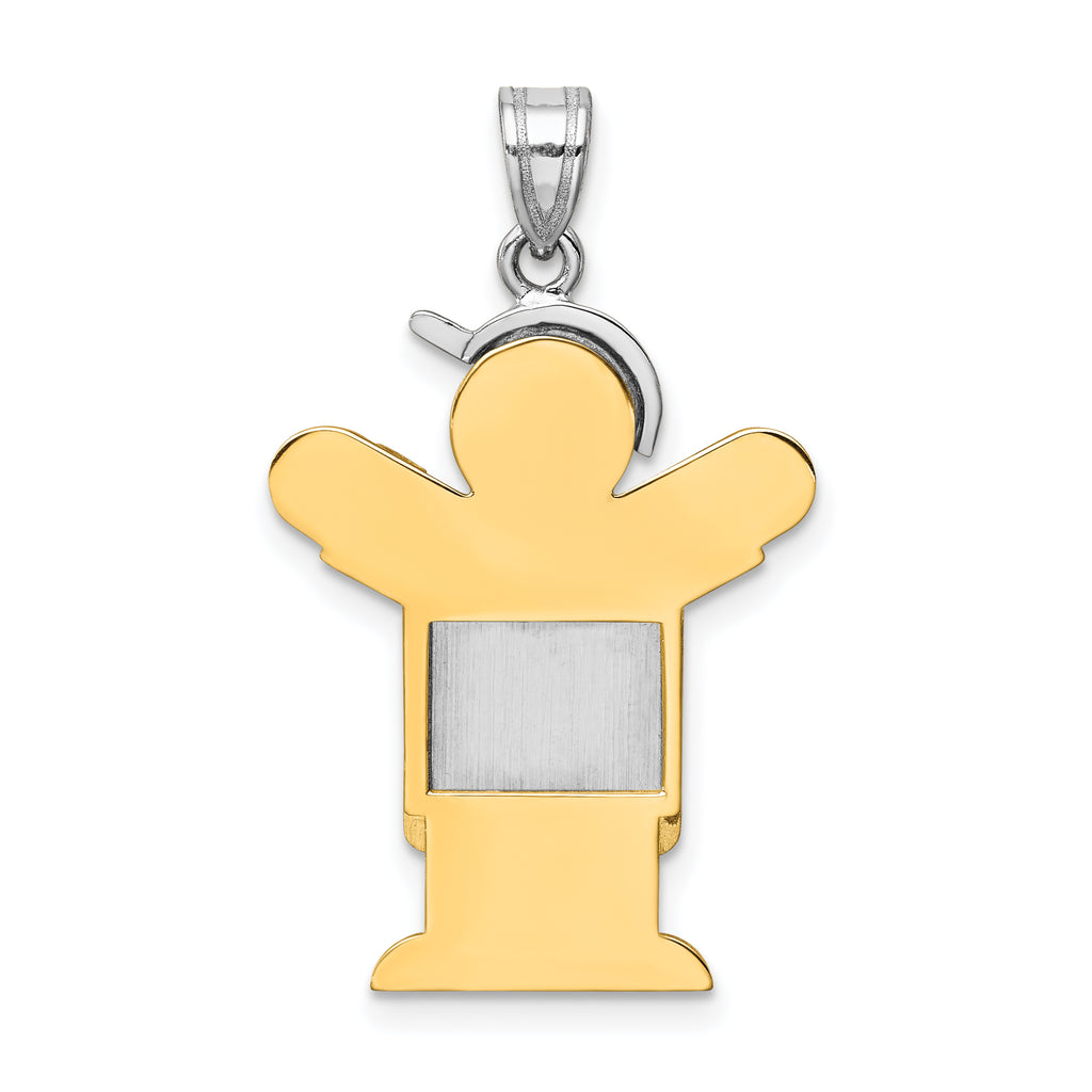 14K Two-Tone Large Boy with Hat on Left Engravable Charm
