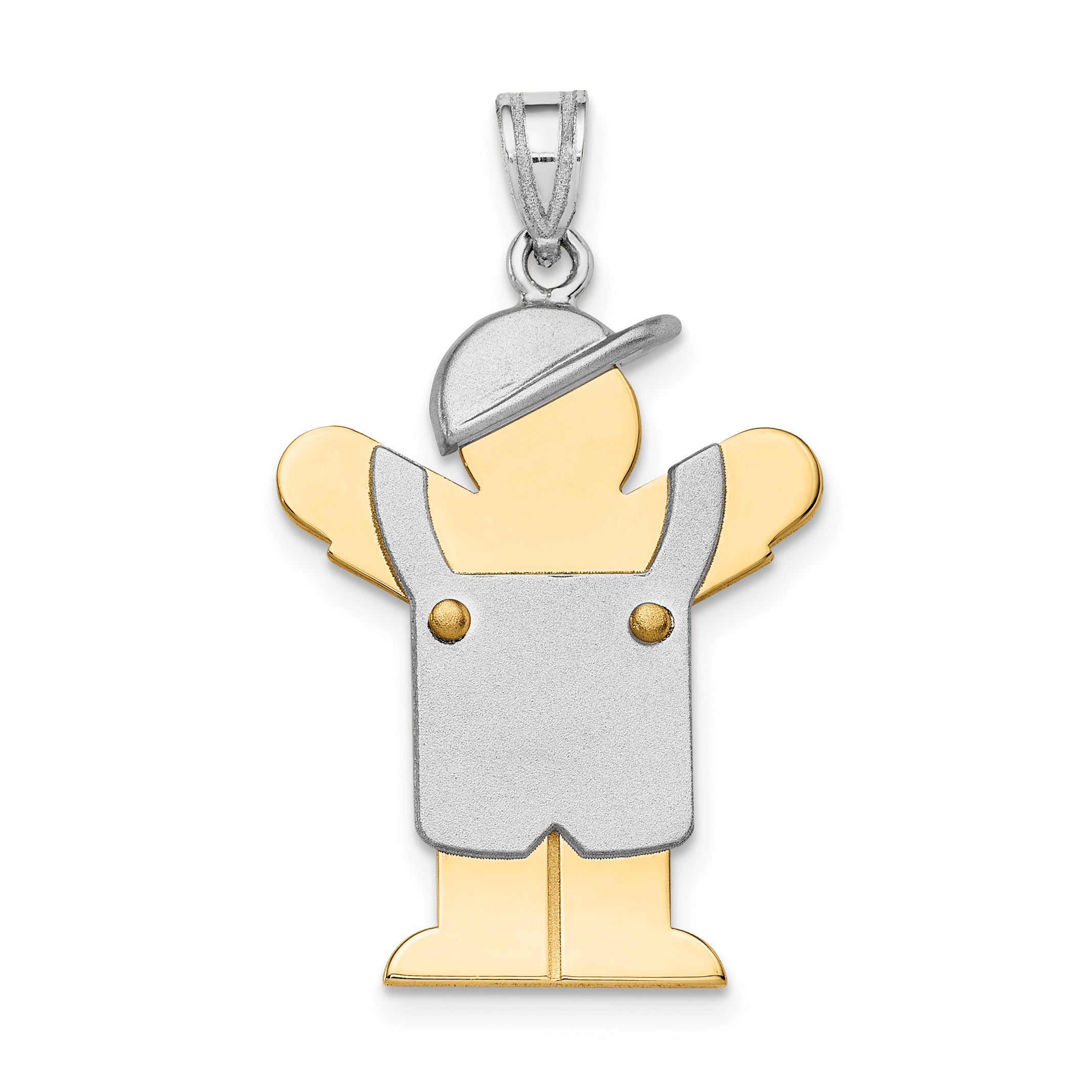 14k Two-Tone Large Boy with Hat on Left Engravable Charm Main image