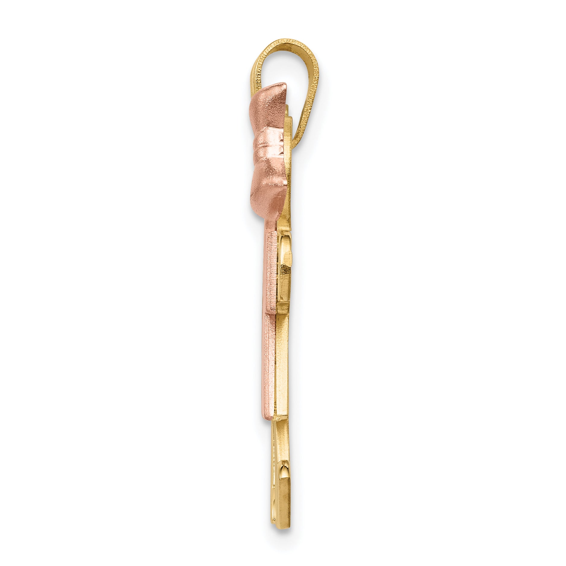 14K Tri-Color Large Boy on Left and Girl on Right Engravable Charm Secondary image