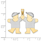 14K Two-Tone Large Double Boys Engravable Charm