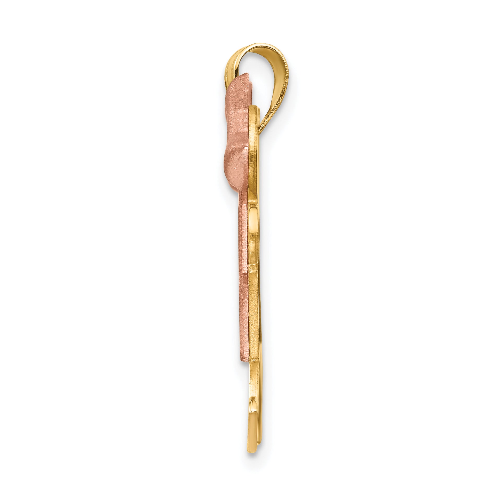 14K Two-Tone Large Double Girls Engravable Charm Secondary image