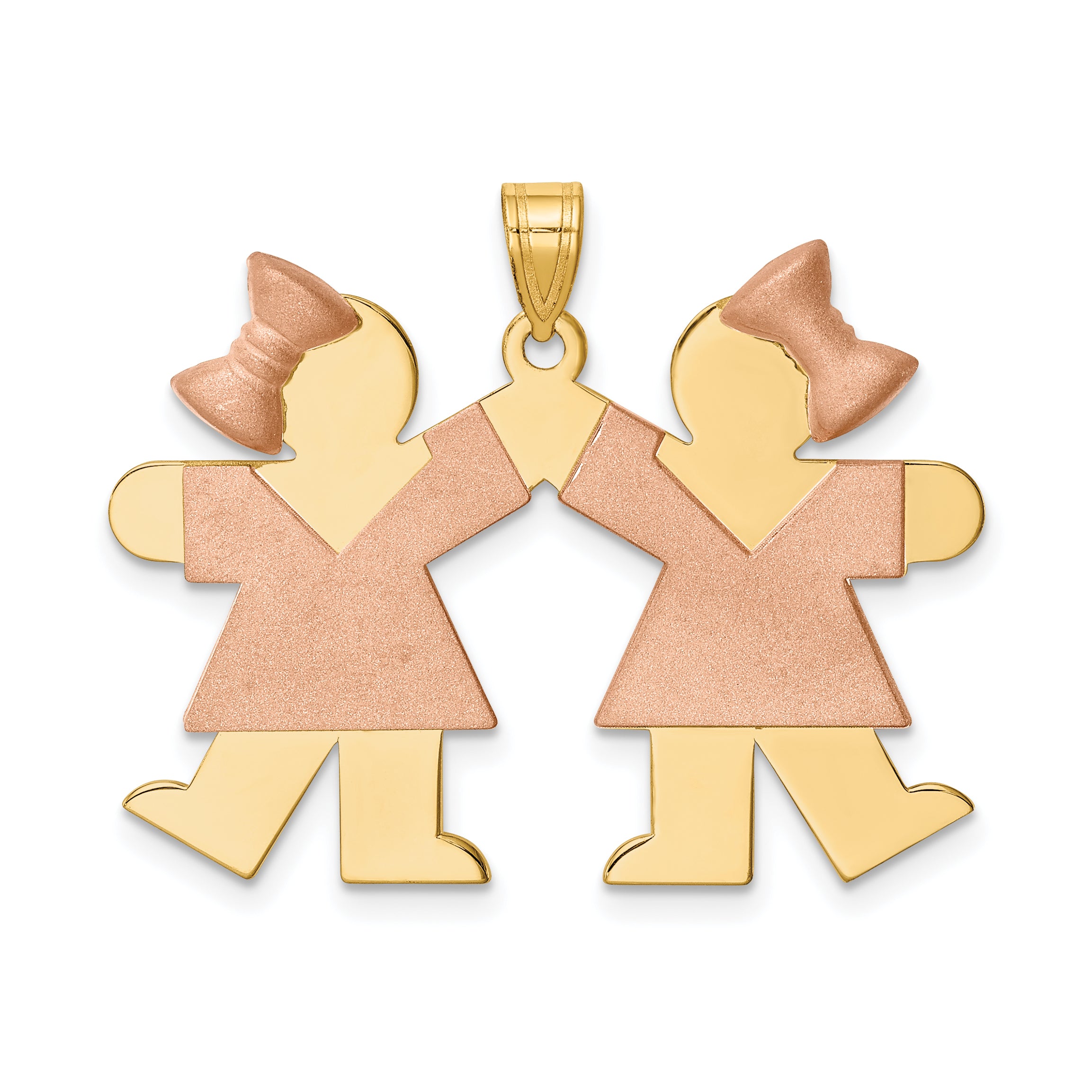 14k Two-Tone Large Double Girls Engravable Charm Main image
