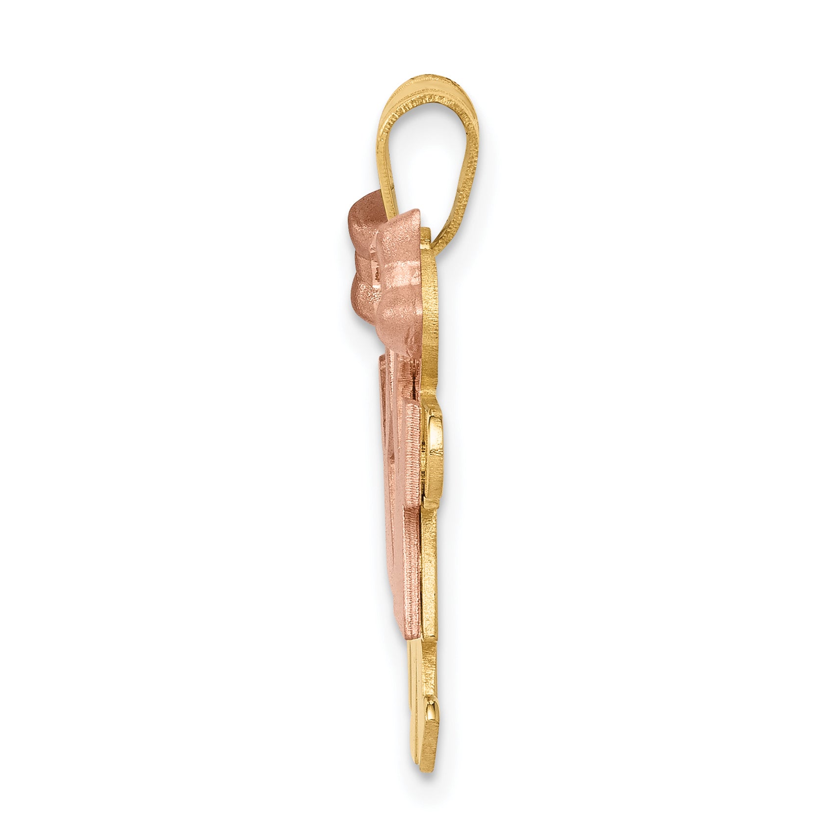 14K Two-Tone Small Double Girls Engravable Charm Secondary image
