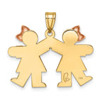 14K Two-Tone Small Double Girls Engravable Charm