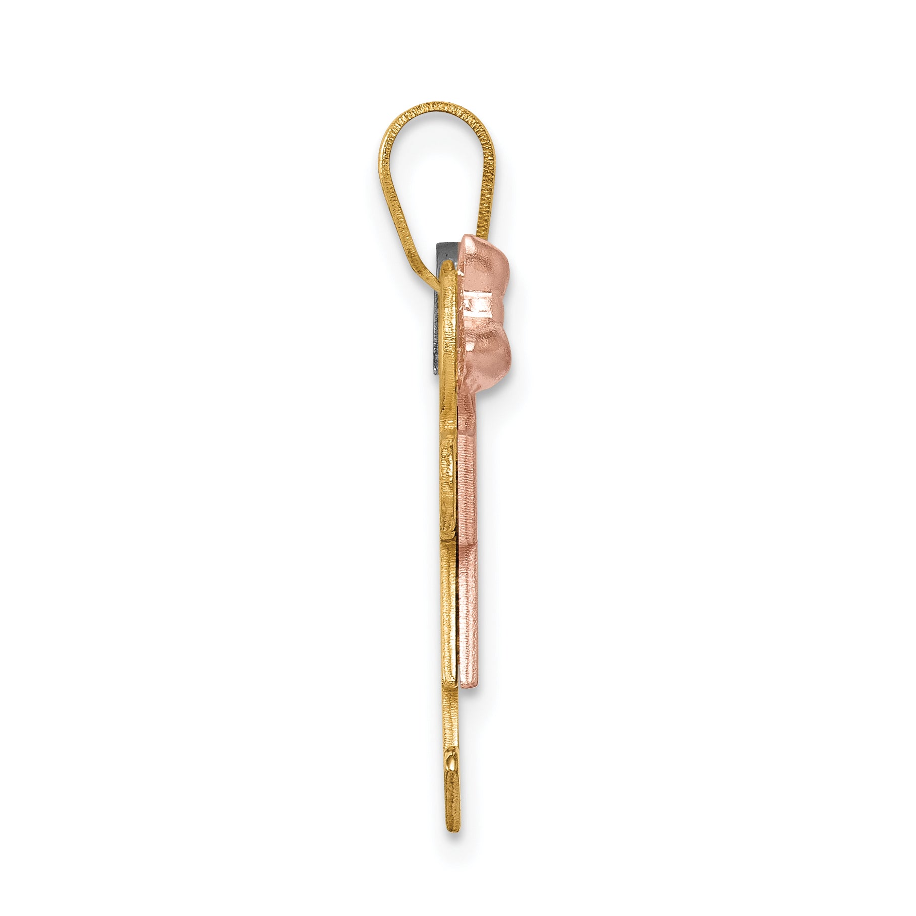 14K Tri-Color Small Girl on Left and Boy on Right Engravable Charm Secondary image