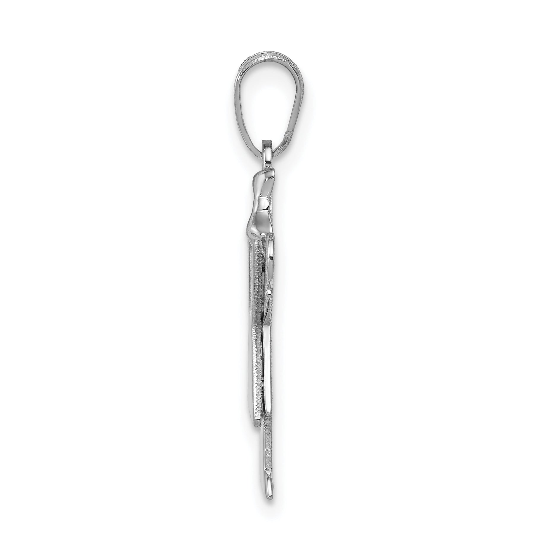 14K White Gold Small Girl with Bow on Right Engravable Charm Secondary image