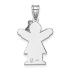 14K White Gold Small Girl with Bow on Right Engravable Charm