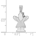 14K White Gold Small Girl with Bow on Right Engravable Charm