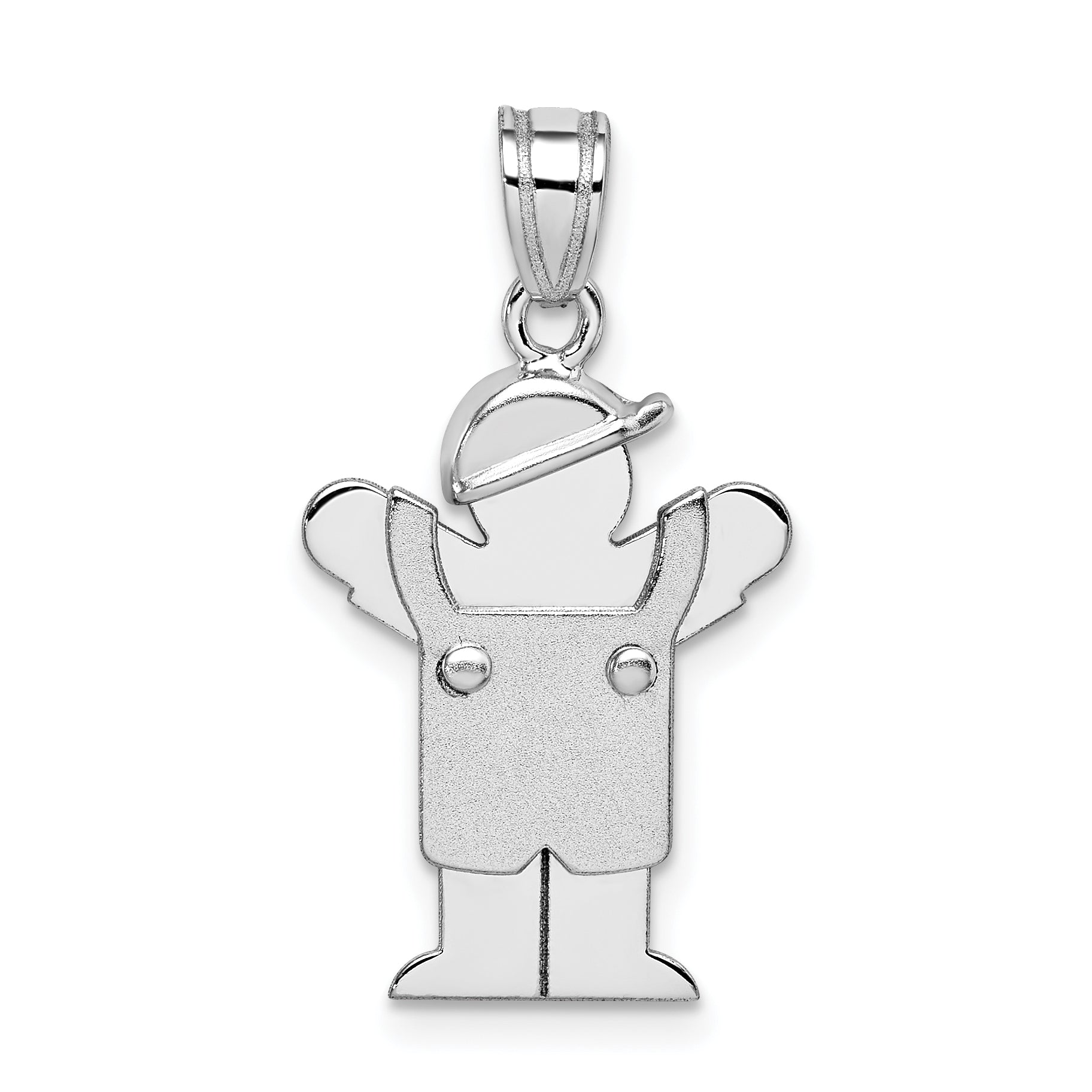 14k White Gold Small Boy with Hat on Left Engravable Charm Main image
