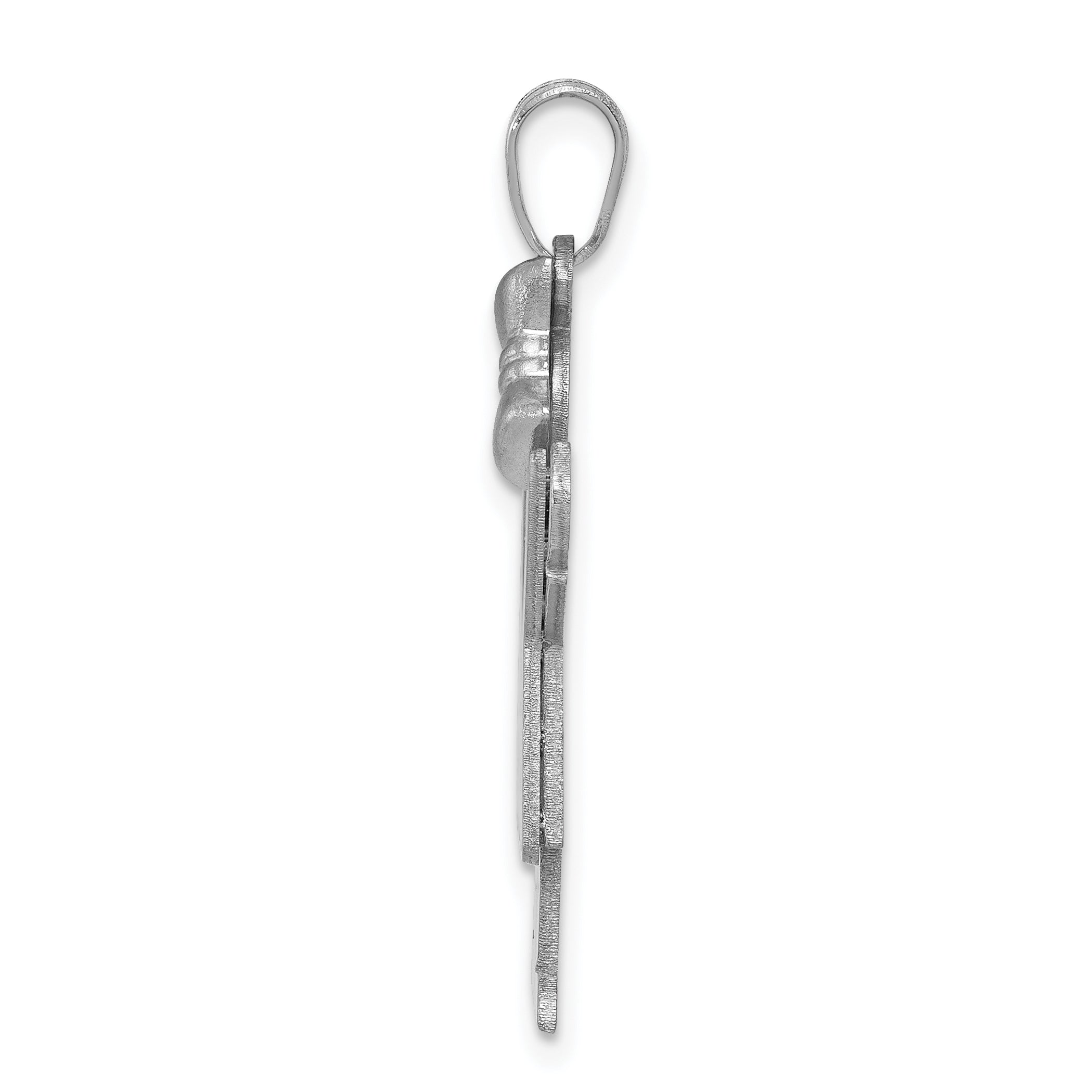 14K White Gold Medium Girl with Bow on Right Engravable Charm Secondary image