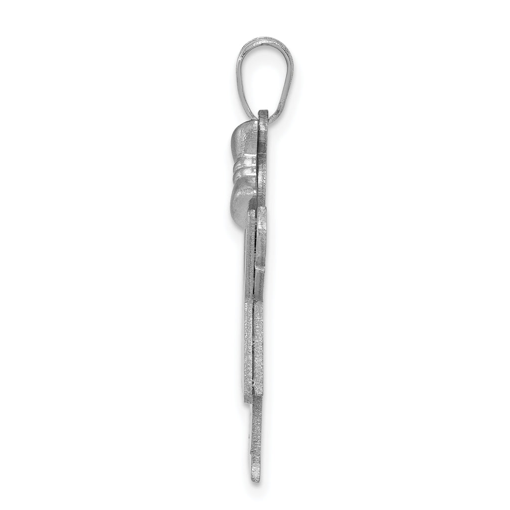 14K White Gold Medium Girl with Bow on Right Engravable Charm