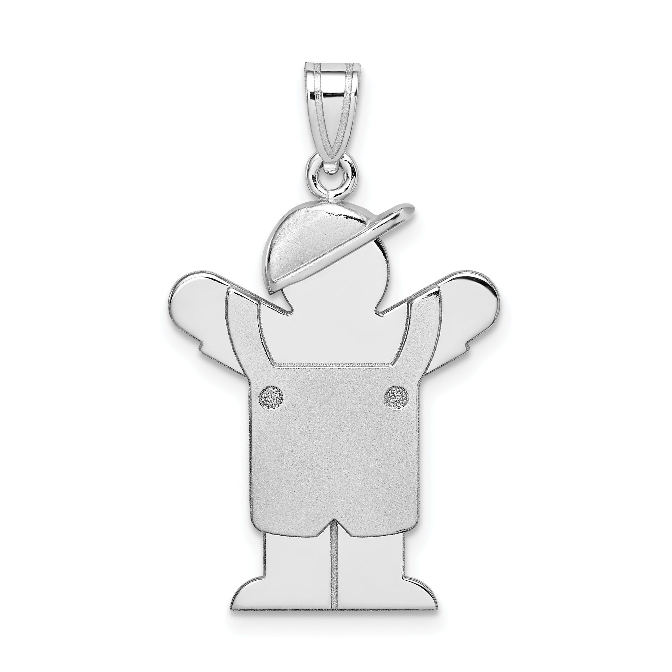 14k White Gold Medium Boy with Hat on Left Engravable Charm Main image