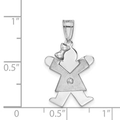 14K White Gold AA Diamond Kid Pendant
