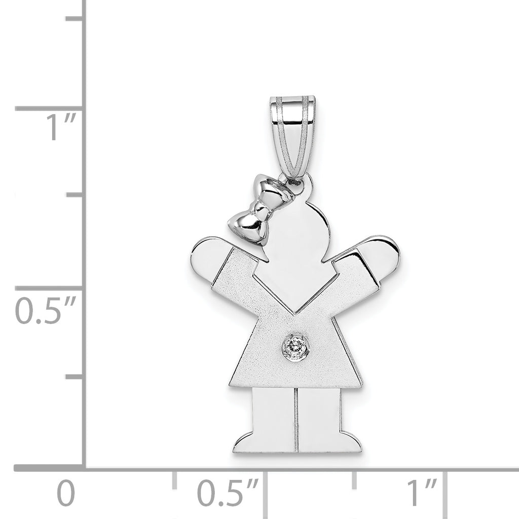 14K White Gold AA Diamond Kid Pendant